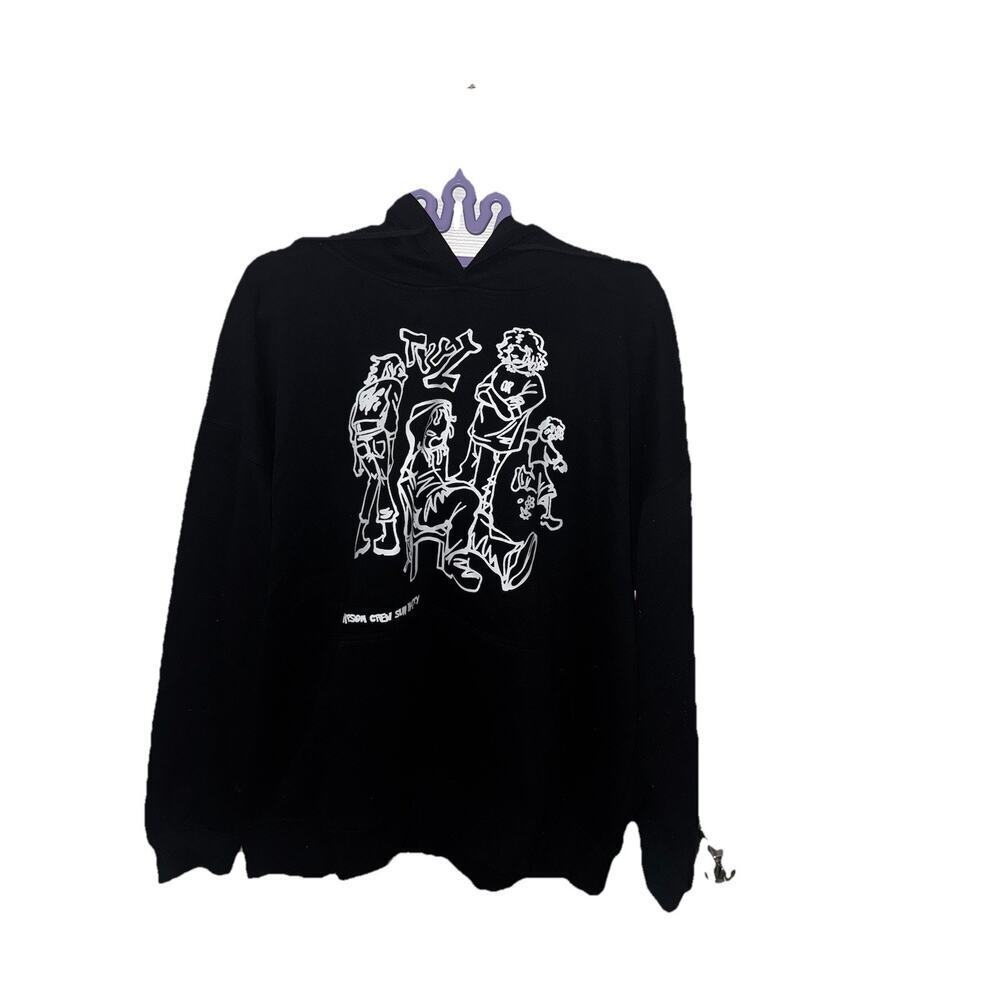 HPSOM Black Graphic Hoodie Sweatshirt Streetwear Pullover Size M NW